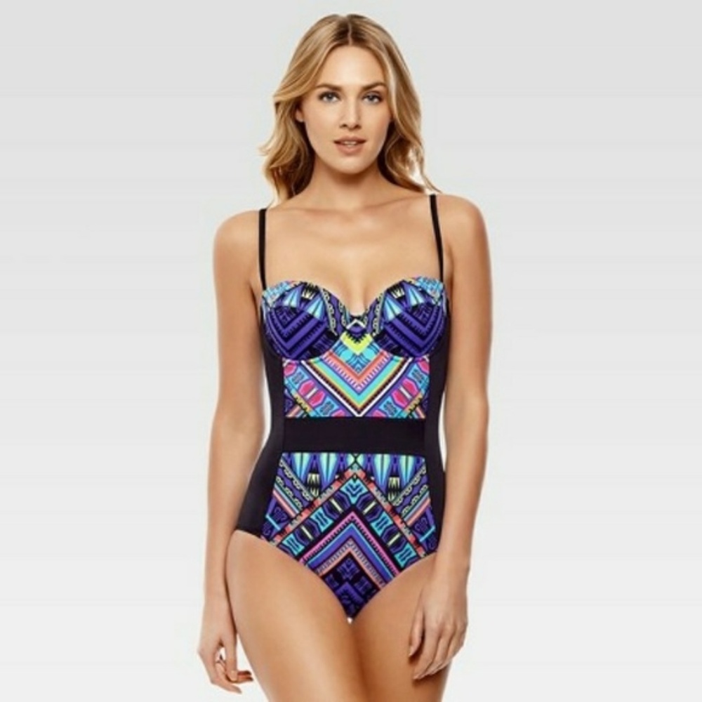 Beach Betty tribal print one piece swimsuit